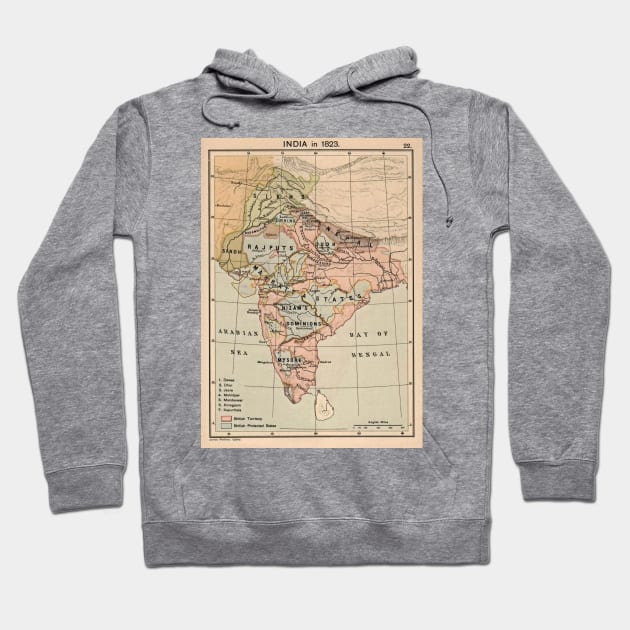 Vintage Map of India (1823) Hoodie by Bravuramedia